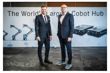 Jürgen von Hollen, President of Universal Robots, and Thomas Visti, CEO of Mobile Industrial Robots