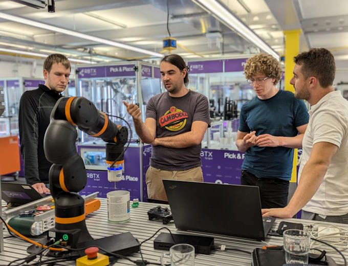 The challenge was to control a robot in such a way that it recognises the right products via voice instructions, picks, and packs them into mixed packages