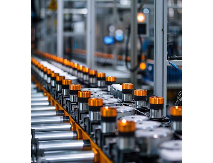 Battery inspection at high speeds (source: MVTec Software GmbH, AI-generated)