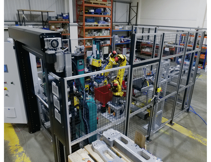 With space at a premium, the FANUC M-20iA/35M robot, with a maximum payload of 35kg, is perfect for the second cell, with a reach of 1,813mm and a footprint of just 383x343mm With space at a premium, the FANUC M-20iA/35M robot, with a maximum payload of 35kg, is perfect for the second cell, with a reach of 1,813mm and a footprint of just 383x343mm