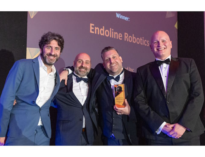 In the centre, receiving the award, are Endoline’s Richard Yates, Operations Director, and Andrew Yates, Managing Director In the centre, receiving the award, are Endoline’s Richard Yates, Operations Director, and Andrew Yates, Managing Director