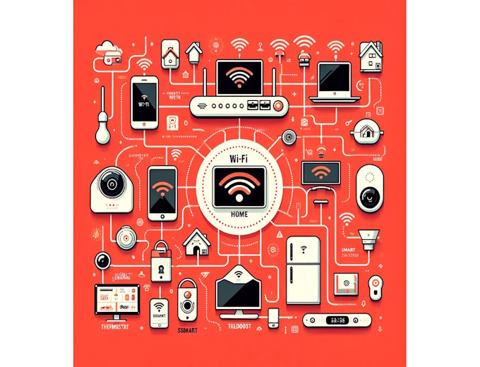 Smart home with Wi-Fi-enabled devices Smart home with Wi-Fi-enabled devices
